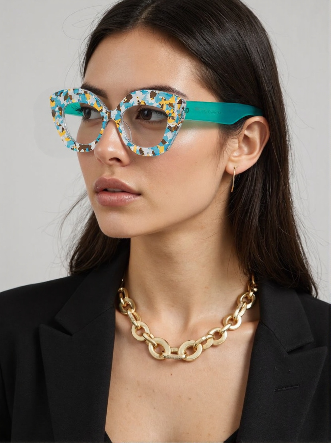 Women'S Fashion Glasses Non Prescription - Große Cat-Eye-Brille mit floraler Glasstruktur, elegante