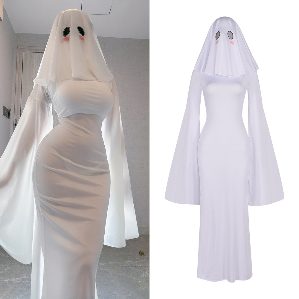 Bodycon Dress Women - Anime Geister-Frauen-Cosplay-Kostüm Niedliches Geisterbraut-Kleid in Weiß