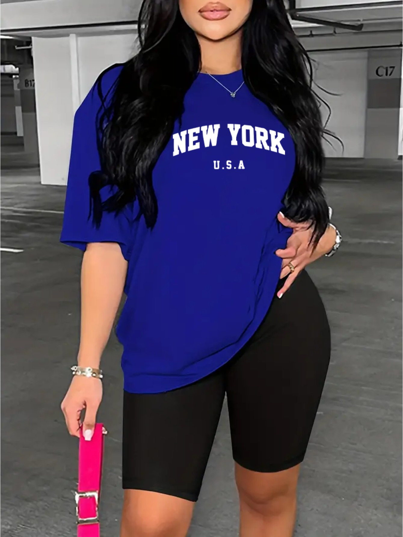 Women Fashion Usa - New York USA Druck T-Shirt Set