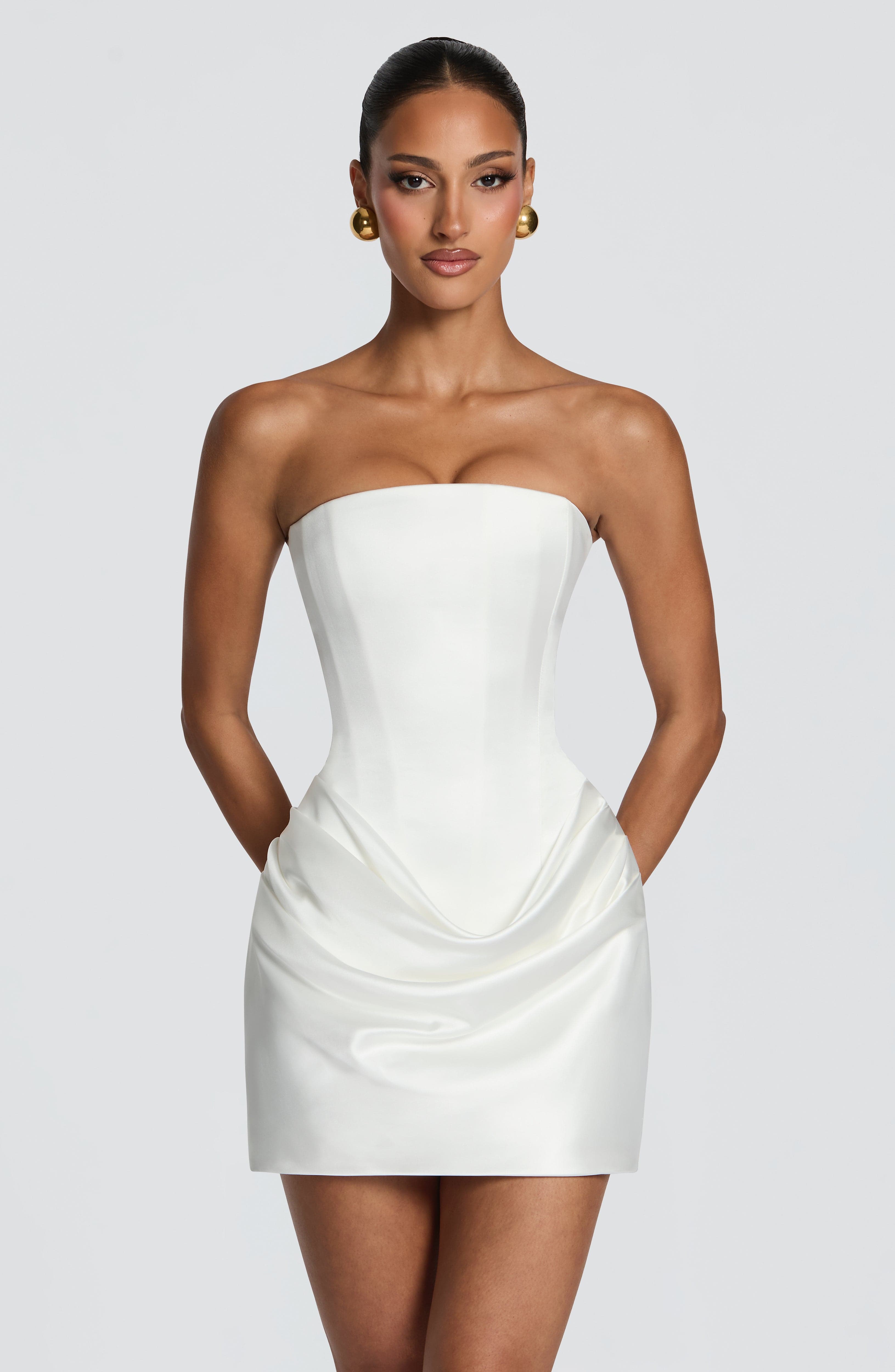 2 Styles Weißes Satin-Miniklei – Bodycon Dress Women Bewertung und Preis