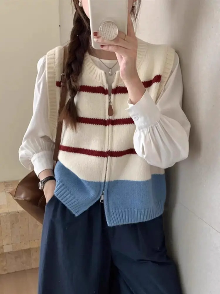 Gestreifte Strickjacke mit Rei – Women'S Fashion Gilet Bewertung und Preis