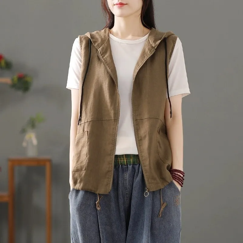 Damenweste aus weißem Leinenmi – Women'S Fashion Gilet Bewertung und Preis