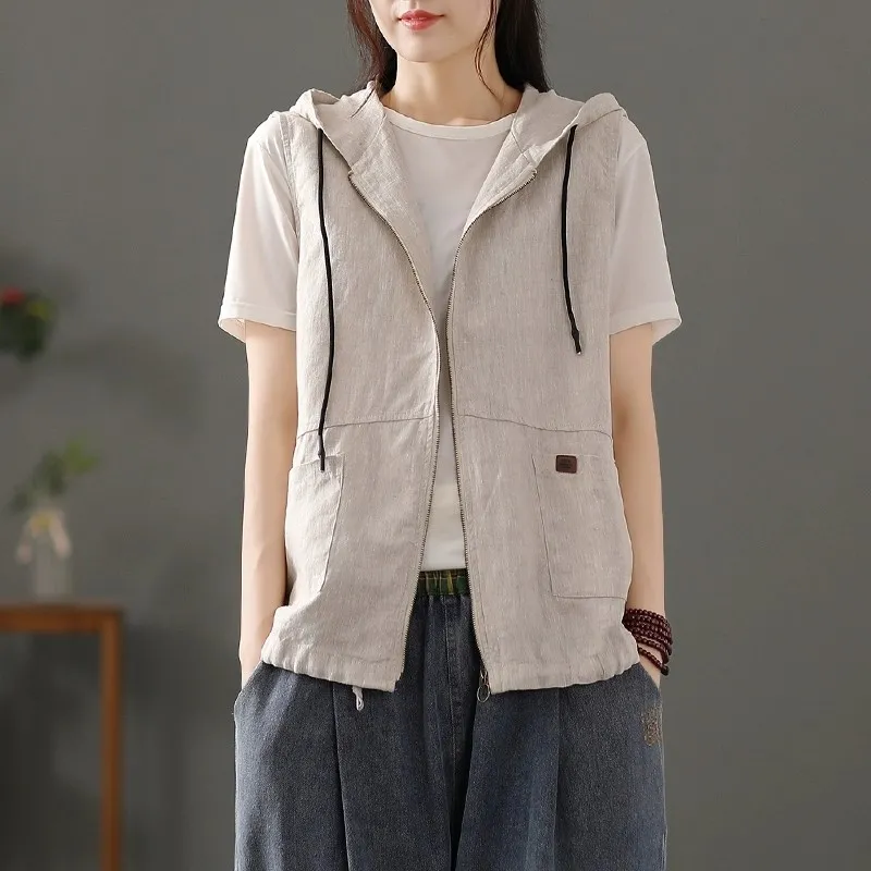 Damenweste aus weißem Leinenmi – Women'S Fashion Gilet Bewertung und Preis