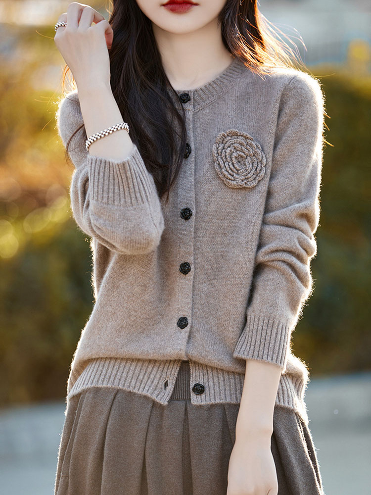 Blume Strickjacke Lange Ärmel  – Women'S Fashion Gilet Bewertung und Preis