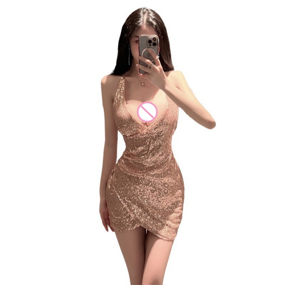 Goldenes Pailletten-Neckholder – Bodycon Dress Women Bewertung und Preis